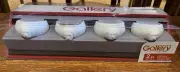 Set Of 4 Tabletops Gallery White Mini Lion Bowls With Slate Tray NEW