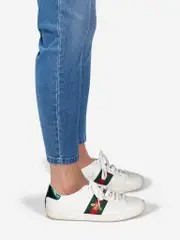 White Leather Gold Bee Ace Trainers