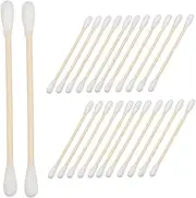 GARVALON Cotton Swabs for Makeup Removal Cleaning 100 Pcs Cotton Blend Soft Bamboo Sticks Perfect for Eye Makeup