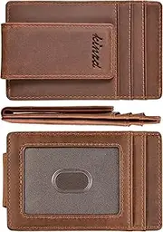 [kinzd] Money Clip, Front Pocket Wallet, Leather RFID Blocking Strong Magnet Thin Wallet