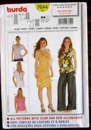 BURDA SEWING PATTERN NO. 7644 LADIES TOPS & DRESS SIZE 8,10,12,14,16.18