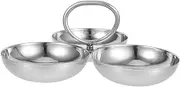 ABOOFAN Stainless Steel Snack Plate Elegant Divided Serving Tray for Appetizers Desserts and Fruits Reusable for Lunch Dinner Buffets and Camping