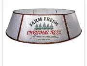 Hallops Christmas Tree Collar Steel Rustic - Large to Small Christmas Tree Skirt