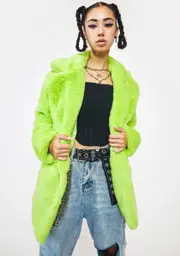 [Girlfriend Material] Lime Green Hendrix Faux Fur Coat
