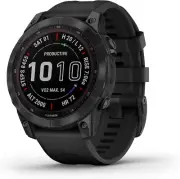 Garmin Fenix 7 Sapphire Solar Smartwatch Black DLC Titanium with Black Band New!