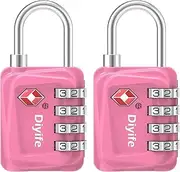 Diyife TSA Luggage Locks, [Updated Version] 4-Digit Security Padlock, [2 Packs] Resettable Zinc Alloy Small Combination Padlocks, Mini Code Lock for Travel Suitcases Luggage Bagpack Case (Pink)