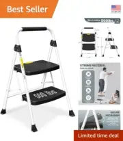 Multi-Purpose 2-Step Ladder with Safety Handle - 500 lbs Load Capacity