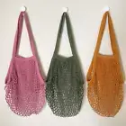 3x Cotton Net Shopping Tote Bags Reusable String Mesh Grocery Produce Eco Bag
