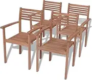 Stackable Garden Chairs 4 pcs Solid Teak Wood,Outdoor Chairs 27KG-43037