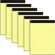 Legal Pad 8.5 x 11 Notepad, 6 Pack Lined Paper College Ruled 8.5 x 11 Legal Pads, Double-Side Printed Yellow Paper Note Pads 8.5 x 11 Writing Paper Pads 30 Sheets Per Note Pad for School, Home, Office