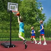 Basketball Hoop Stand, Height Adjustment 145-260CM Portable Basketball Hoop System w/2 Wheels, Fillable Base, for Kids Youth Indoor Outdoor Basketball Game