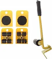 Pry Bars Crowbar Lifting Bar,Furniture Mover Tool Set 4 Rollers+1 Wheel Transport Lifter Heavy Stuffs Moving Tool Move Pry Stick Compatible with Household Carry Tools(Color:Red) (Color : Yellow)