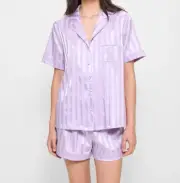 LADIES size M / 12 Lilac purple Satin button up summer pyjamas Target NEW