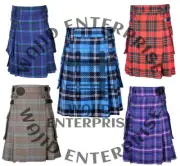 Scottish Handmade Two Side Cargo pockets KILTS TARTAN UTILITY Kilt For Men's