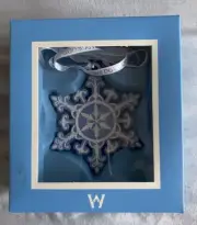 Boxed Wedgwood Christmas 2009 Blue & White Snowflake Ornament #588344 Jasperware