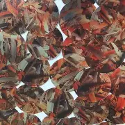 Sequin Round 1.5" Orange Silver Bird Feathers Print Metallic