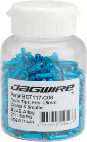 Jagwire Standard 1.8mm Cable End Crimps, Color Blue Anodized, 500 count bottle