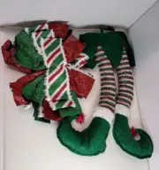 2 pc Christmas Tree Decor Christmas Home Decor Elf Feet large bow Ornaments Tree