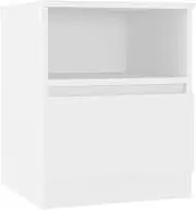vidaXL Bed Cabinet Indoor Home Organiser Living Room Bedroom Side Bedside Table Storage Stand Nightstand Furniture White Engineered Wood