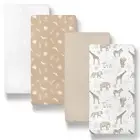 Caramel Safari Print & Solid Organic Cotton Jersey Bassinet Sheet Set, 4-Pack