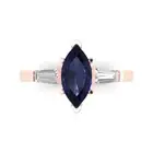 2.0 ct Marquise Cut Sapphire Gemstone Three-Stone Promise Ring Rose Gold