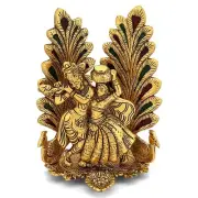 Lovely Metal Radha Krishna Idol Showpiece with Diya for Puja Hindu Christmas Gif
