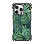 iPhone 16 Pro Bounce Case MagSafe Compatible Green jungle floral on transparent background