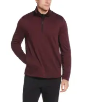 Ben Hogan Men's size S 34-36 Micro Jacquard 1/4 Zip Golf Sweater Color Fig NEW