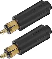 Cigarette Lighter Plug 12V Plug with 2 Pins Replacement for European DIN Plugs - Compatible with Cars, Trucks, Motorcycles, Scooters, ATVs - Black