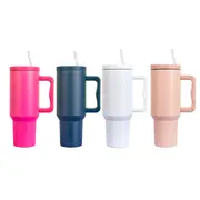 Double Wall Stainless Steel 1.18L/40oz Coffee Tumbler with Lid and Straw