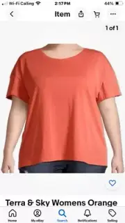 Terra & Sky Womens Orange Plus Size Crewneck Tee 4X 28W-30W