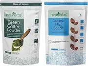 Green Velly Indian Neuherbs Green Coffee Bean powder-200g and Flax seeds-400g Combo Pack for Weight Management, Good for Digestion and Omega - 3 Power