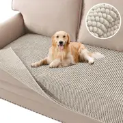 Plush Chenille Dog Bed Cover Thick Soft Sofa Cover for Cushion Couch Anti Slip Couch Cover Water Resistant Furniture Protector for Dog, Pet, Cat,Fossil
