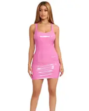 Women Faux Leather Bodycon Mini Dress Square Neck Adjustable Strap Latex Dress Nightout Party Clubwear(Pink M)