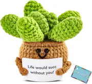 Mini Funny Positive Potato, 3 Inch Knitted Wool Doll with Positive Card for Chee