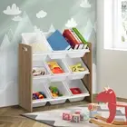 Oikiture Kids Toy Box Organiser 9 Bins Display Shelf Storage Rack Natural White