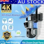 ✅ 4G Sim 4K Dual Lens Solar Camera 10X Zoom outdoor PTZ Security motion Detect