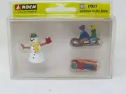 Noch O 17921 Children Playing in Snow Sleds Snowman Christmas Winter Scenery Set