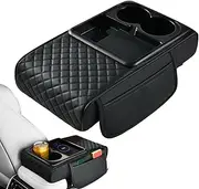 Evnbhgyu Center Console Pad,Auto Center Console Pad Wireless Charging - Artificial Leather Vehicle Tissue Box Bottle Organizer for Minivan Sedan Caravan Road Trips