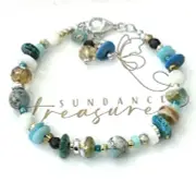 Aqua Terra Jasper Beaded Shell Sterling Silver Bracelet Sundance Treasures