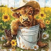 BXXRBX Highland Cow Paint by Numbers Kit for Adults- Adult Paint by Number Kits Cow, Number Painting for Adults Animals for Home Wall Decor Craft 16x16 inch