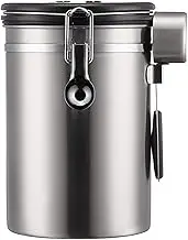 Coffee Bean Holder Kitchen 304 Stainl Steel Food Storage Jug with CO2 & Date & Spoon Silver 1.8L