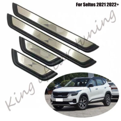 Door Sill Scuff Guard Mouldings Protector Trim Fits For KIA Seltos 2021 2022+