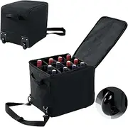 [MABOZOO] 12 Bottle Wine Luggage for Airplane, Portable Suitcase Tote Carrier With Roller and Adjustable Shoulder Strap, Insulated Bag for Travel, Camping, Picnic