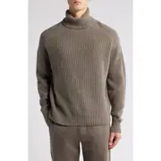 BOSS Evento Recycled Wool Turtleneck Sweater in Dark Beige at Nordstrom, Size Large