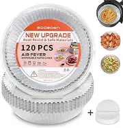 Aluminum Foil Air Fryer Liners, 120PCS Non-stick Air Fryer Disposable Paper Liner, Oil-proof Water-proof Air Fryer Sheets, Food Grade Aluminum Foil for Baking, Frying, Grilling, Roasting Microwave