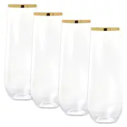 Gold Trim Plastic Stemless Champagne Glasses 250ml (Pack of 4)