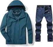 [ZSCAL] Winter Warm Ski Suit Men, Men's Windproof Waterproof Breathable Hooded Ski Jacket and Pants Set, Insulated Ski Suits Two Piece, for Winter Skiing Sports, Snowmobiling (Color : B Army Green, Size : 6