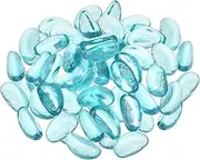 uxcell Fire Glass Beads, Round Glass Marbles Gravel Pebbles Vase Fillers for Fish Tank Aquarium Decoration,17mm-30mm(2/3"-1-1/4"), 500g/1.1lbs, Sky Blue