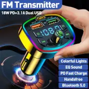 Bluetooth 5.0 FM Transmitter Car Cigarette Lighter Radio Music Adapter Charger